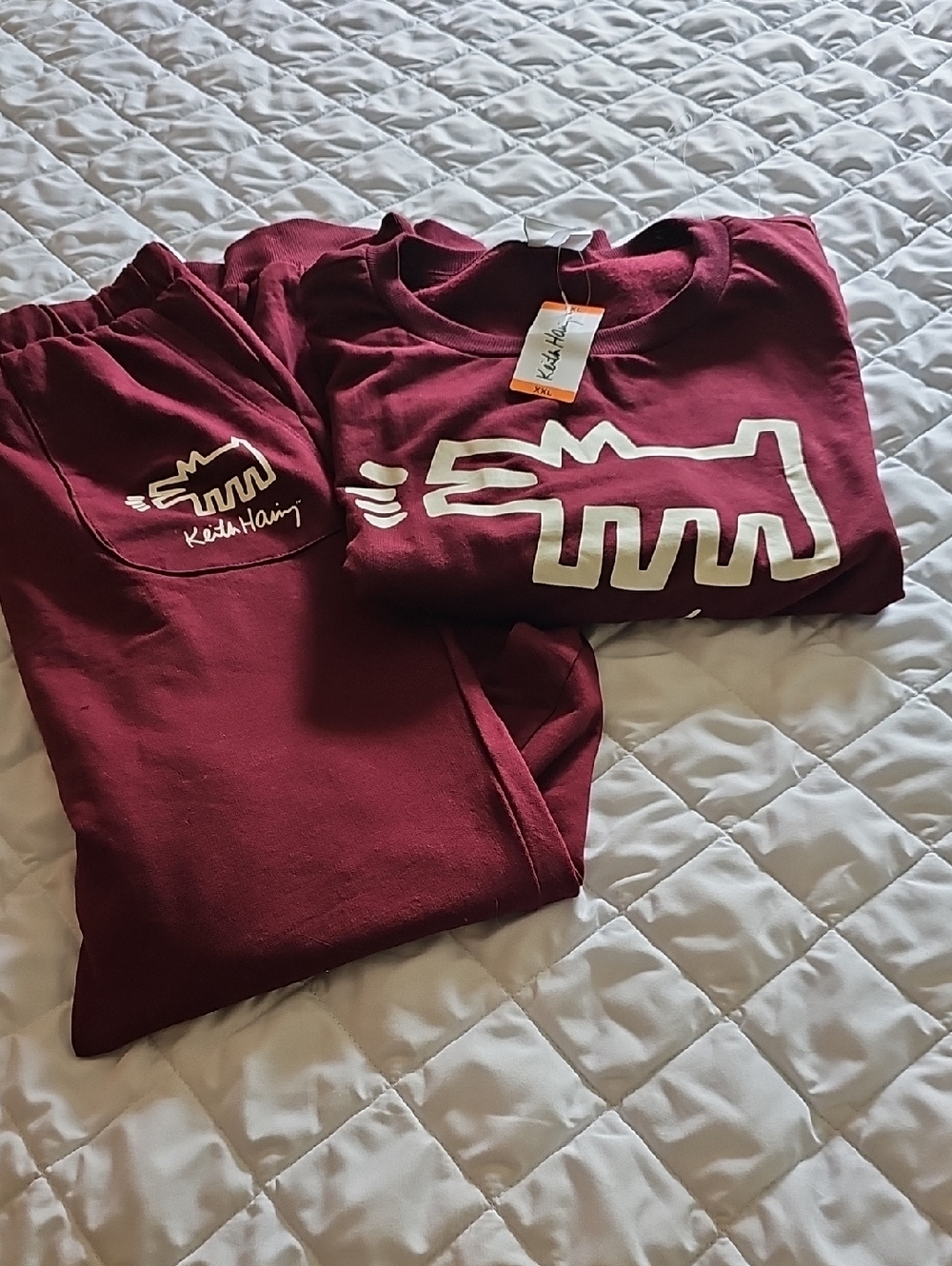 Keith Haring Women's Maroon Track Pants & Sweatshirt Set